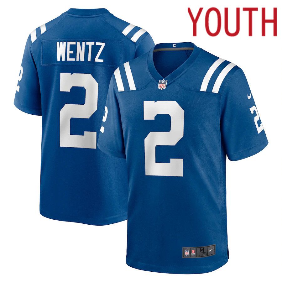 Youth Indianapolis Colts 2 Carson Wentz Nike Royal Game NFL Jersey